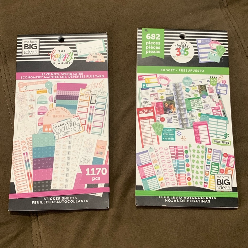 Happy Planner Sticker Bundle - 2 budget themed sticker books EUC